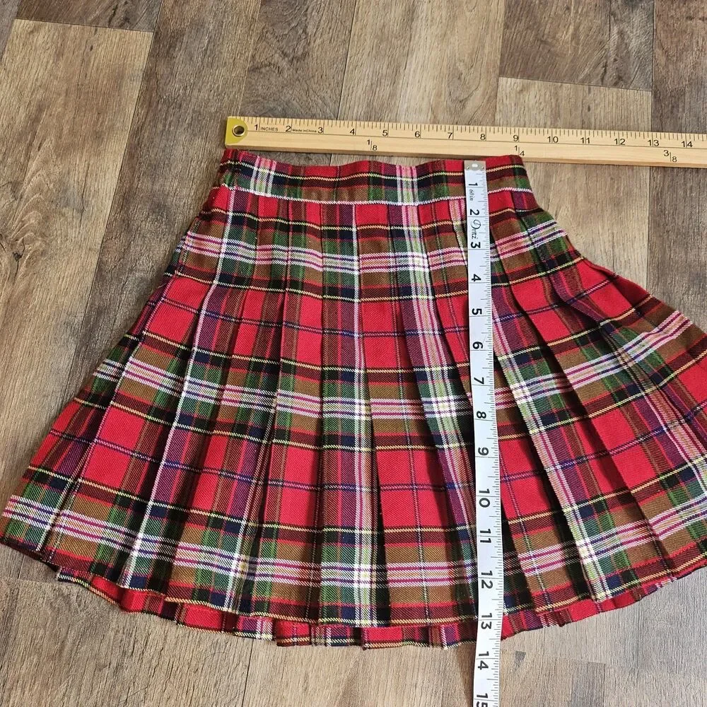 Vintage The Children's Place Plaid Pleated Skirt - Size 5/6 - Red Tartan